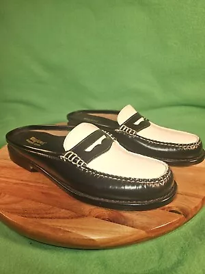 G.H. Bass & Co. Weejuns Leather Wynn Mule Slide Shoes Black-White Wms Siz 6.5 M  • $20