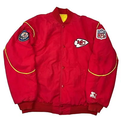 Vtg NFL Kansas City KC Chiefs Starter Jacket Button Up Sz M **READ DESCRIPTION** • $67.96