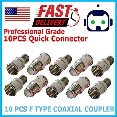 10 Pack F-Type Quick Connect Push-On Coaxial Coax Cable Adapter For TV Antenna • $9.99
