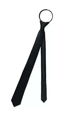  PreTied SKINNY Men's Neck Tie Solid Color Narrow Zipper Necktie 2.5 IN Black • $23.37