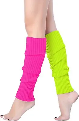 V28 Women Warm Leg Warmers 80s Retro Party Costume Knit Ballet Neon Long Socks • $24.98