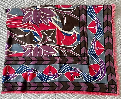 Vintage Liberty Of London Large Wool Scarf Shawl Abstract Design ~ 51” VGC • £39.99