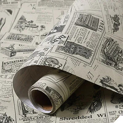 3m Vintage Newspaper Wallpaper Vinyl Self Adhesive Furniture Wall Background • £9.89