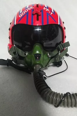 HGU-33 TOP GUN MAV - GOOSE NAVAL AVIATOR PILOT HELMET With Leather Edgeroll+MASK • $950