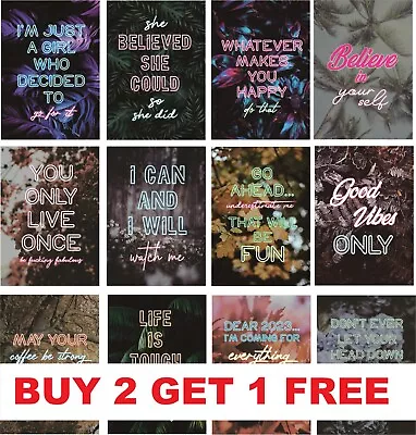 NEON Inspirational Quotes Poster Prints Motivational Bedroom Wall Home Art A4 • £2.95