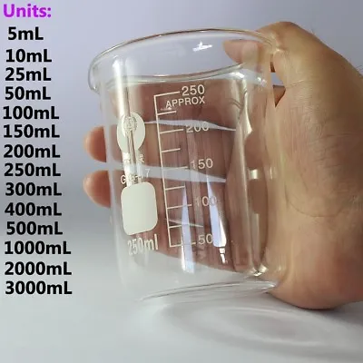 5ML~~ 5000ML Chemistry Laboratory Glass Beaker Borosilicate Measuring Beakers • $99.22