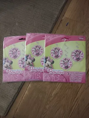 Lot 3 Pink Minnie  Mouse Party Decorations Hanging Swirls 9 Ct • $13.69