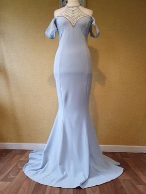 £39.99 • Buy GODDIVA Blue Jewel Off Shoulder Maxi NEW Dress Size 14 Wedding Evening Long 