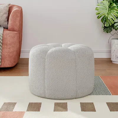 Upholstered Teddy Leisure Seat Round Pumpkin Ottoman T Backrest Makeup Chair Uk • £119.95