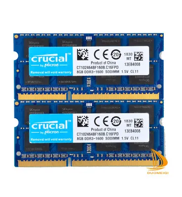 £26.39 • Buy Lot Crucial 16GB 8GB 2Rx8 PC3-12800S DDR3-1600Mhz SODIMM Laptop Memory RAM Test
