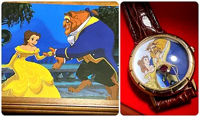 $99.98 • Buy VINTAGE Disney LE FOSSIL Watch & Music Box Beauty Beast & Rose 6391/7500 NEW