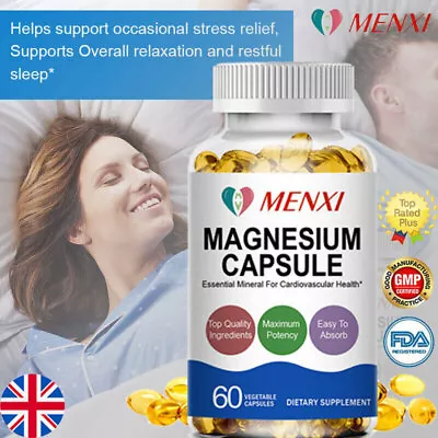 Magnesium Glycinate 500MG High Absorption Improve Sleep Stress Anxiety Relief 60 • £10.79