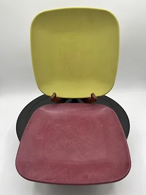 VTG Set Of 2 Brookpark Plates Melamine Modern Design Retro Raspberry Yellow • $14.99