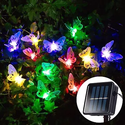 2 Pack 12.5FT LED Solar Fairy String Lights Butterfly Waterproof Garden Decor • $14.84