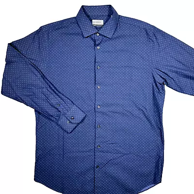 Calibrate Trim Fit Blue Polka Dot Button Up Dress Shirt Size 16 1/2 34-35 Men's • $30.38