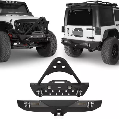 Stinger Front Bumper Rear Bumper W/Lights & D-Rings For Jeep Wrangler JK 07-18 • $399.53