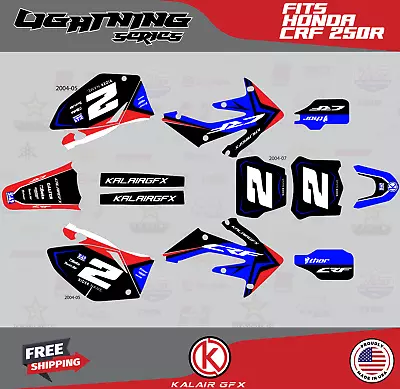 Graphics Kit For Honda CRF250R (2004-2009) CRF 250R Lightning Series - Red Blue • $126.99