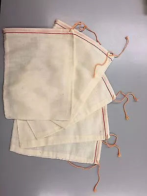 25 (5x7inch) Cotton Muslin Red Hem Orange Drawstring Bag • $15