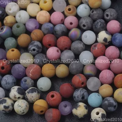 Wholesale Matte Frosted Natural Gemstone Round Loose Beads 4mm 6mm 8mm 10mm 12mm • $3.59