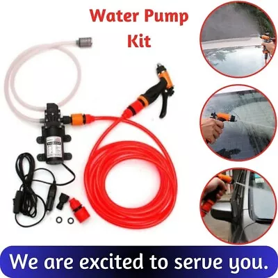 12V Car Washer Water Pump Kit Sprayer Cleaner Hose Portable High Pressure Wash • £16.49