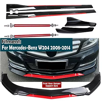 Front Bumper Lip Splitter Spoiler For Mercedes W204 C250 Glossy Black Side Skirt • $99.99