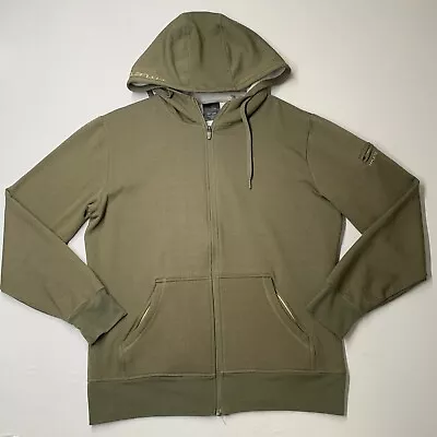 Hylete Men Jacket L Green Olive Fleece Hoodie Hooded Zip Up Jacket Coat Casual • $28.99