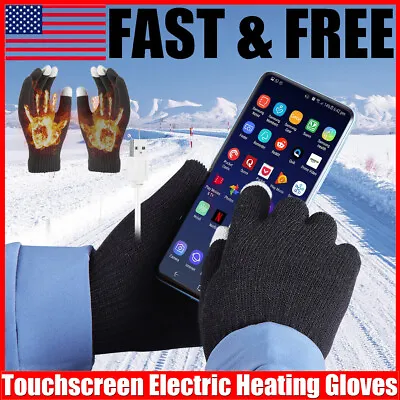 USB Rechargeable Electric Heating Gloves Winter Warm Touchscreen Hand Warmer US • $8.81