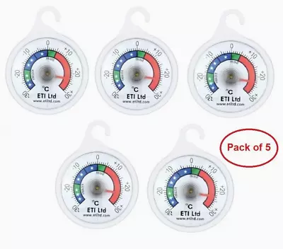 £12.95 • Buy Fridge Freezer Thermometer Pack Of 5 ETI Dial Temperature Gauge