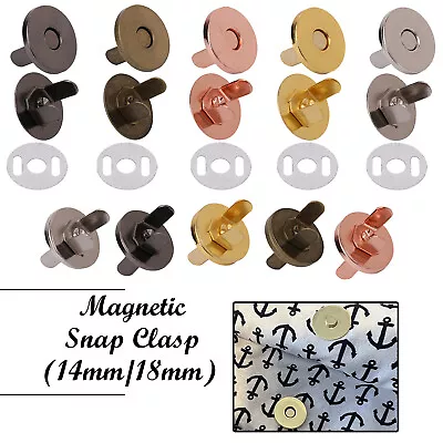 14/18mm Magnetic Snap Clasps Thin Buttons Fasteners Leather Craft Handbag Purses • £12.69