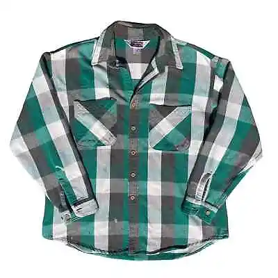 Vintage Big Mac Green Flannel Button Up Shirt Size Men’s XL Made In USA  • $30