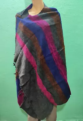 Sw89 Handloom Yak Wool Blend Throw Reversible Stole Wrap Shawl Scarf Nepal • $24.62