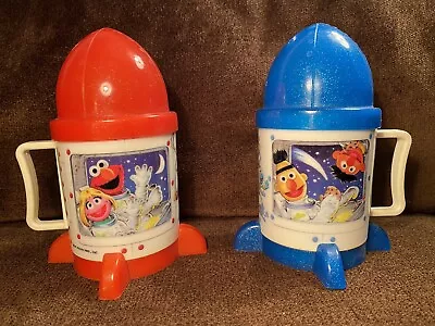 Vintage Sesame Street Jim Henson Rocket Ship Muppets In Space Cups Peter Pan Ind • $15.99