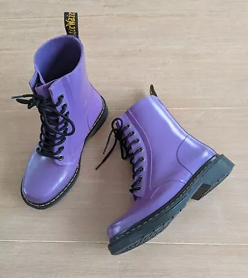 Dr Martens Docs Drench 8-Eye Rain Boots Purple Vulcanised Rubber UK 5 AU 6.5-7 • $99