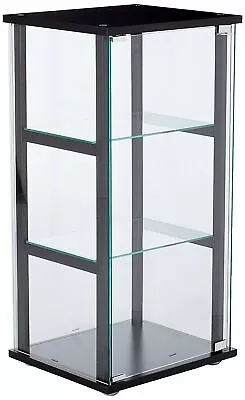 3-Shelf Glass Black Display Curio Cabinet Storage Organizer Push-To-Open Door • $114