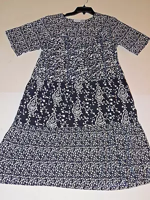 The Vermont Country Store Size L Multicolor Batik Tiered Cotton Womens Dress • $39.99