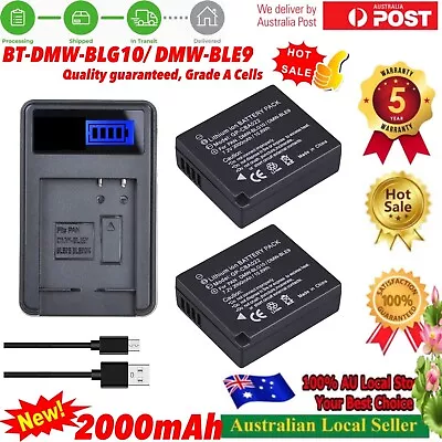 2x Battery +Charger For Panasonic DMW-BLE9E DMW-BLG10Lumix DC-ZS200/TZ200 TZ220 • $35.90