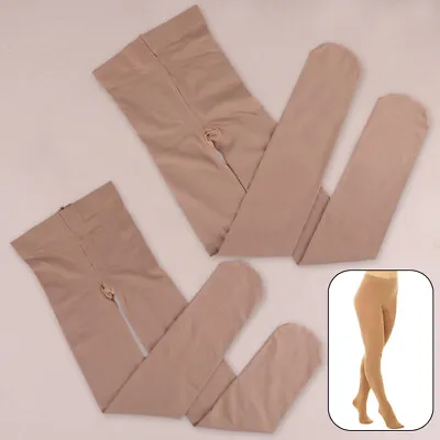 £12.46 • Buy Nylon Ice Figure Stocking Girls Suntan Over-the-Boot Footed Skating Dance Tights