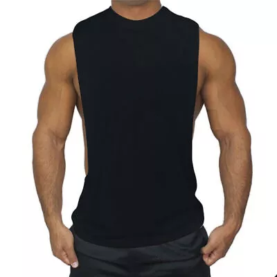 Vest Tank Top Muscle Cut Sport Gym Fitness Training Bodybuilding T-Shirt Men New • £13.19