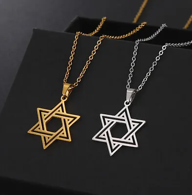 Stainless Steel Jewish Star Of David Boys Mens Pendant Necklace • $4.95
