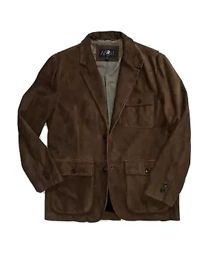 Hart Schaffner Marx HSM Safari Norfolk 42R Brown Leather Sport Jacket Coat • $224.95