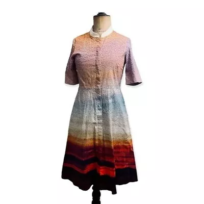 Mary Katrantzou Fit & Flared Printed Sunset Cecilia Shirt Dress Women  Size 6 • $224.10