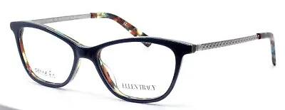 Ellen Tracy Petite Teresina Blue Laminate Cat Eye Full Rim Eyeglasses 48-15-130 • $37.99