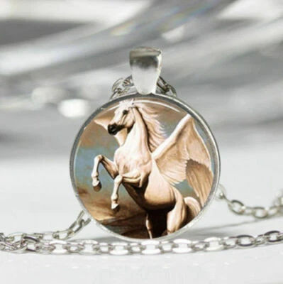 $19.89 • Buy PEGASUS HORSE 1  Gem Pendant Charm 925 Sterling Silver 20  Necklace Women Female