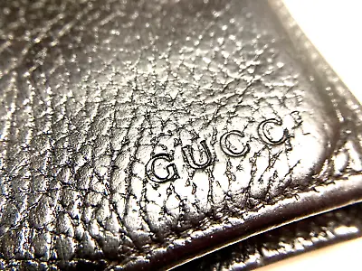 Gucci Vintage Logo Embossed Leather Wide Wallet Bifold Purse Italy Black Brown • $104.84