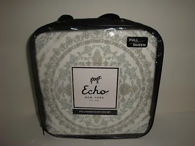 Echo Marco Full Queen Duvet Cover Standard Shams Set Floral Medallion Cotton • $99