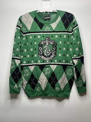 Harry Potter Slytherin Argyle Winter Christmas Sweater Medium • $16.74