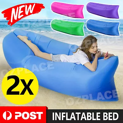 2X Fast Inflatable Lazy Lounge Camping Air Bag Sofa Bed Hangout Beach Sleeping • $23.95