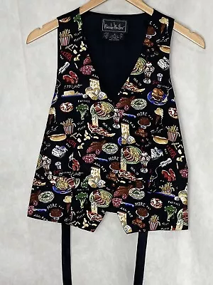 Nicole Miller Women’s 100% Silk Vest Foodie Special Edition Black Multi Small • $19.99