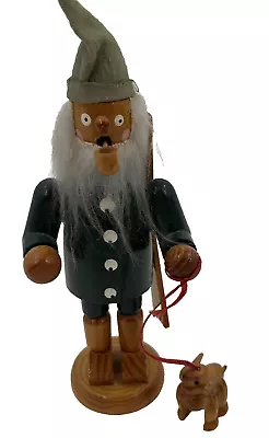 Vintage German Erzgebirge Incense Smoker Bearded Hunter With Gun Walking A Dog • $29.99