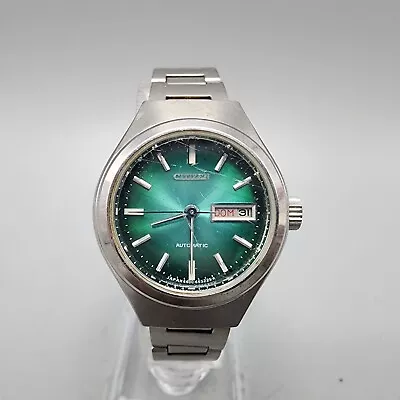 VTG Citizen Watch Women Silver Tone Blue Dial Dadyate Automatic 26mm Round Runs • $39.99